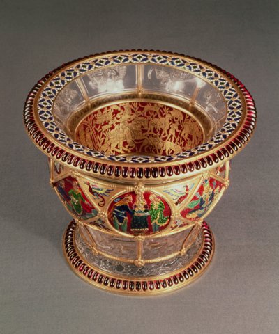 Scatola con smalti plique-à-jour e cloisonné, di Alexis Falize, Parigi, c.1870 (cristallo di rocca, oro e smalto) da French School